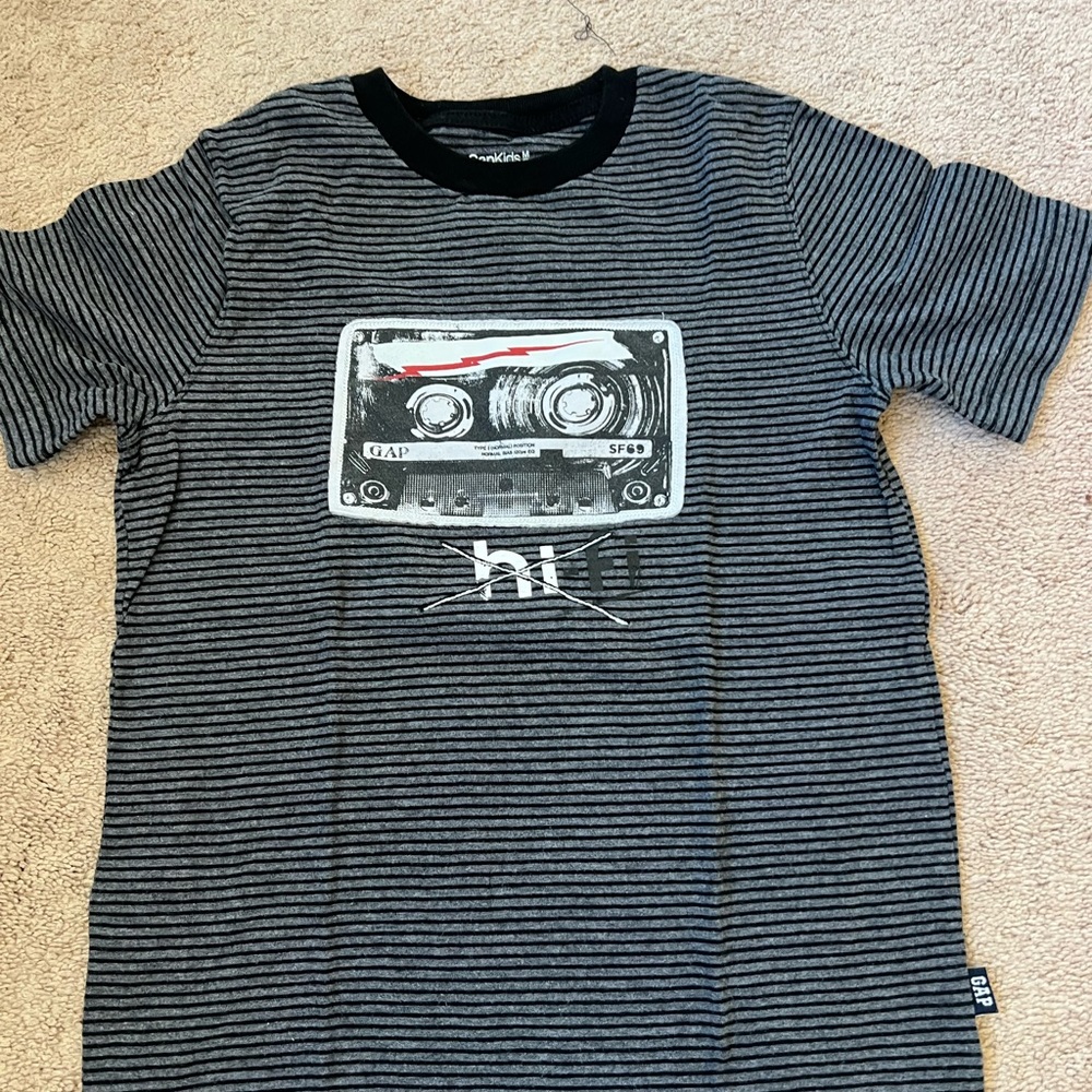 GAP Kids Black and Gray Striped Tee
